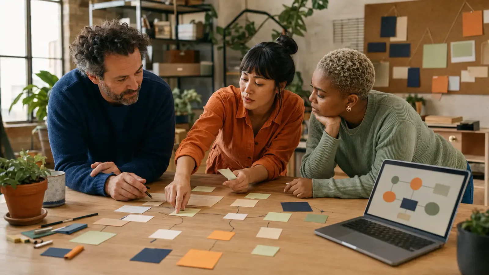 A marketing team mapping an automation workflow with human review
