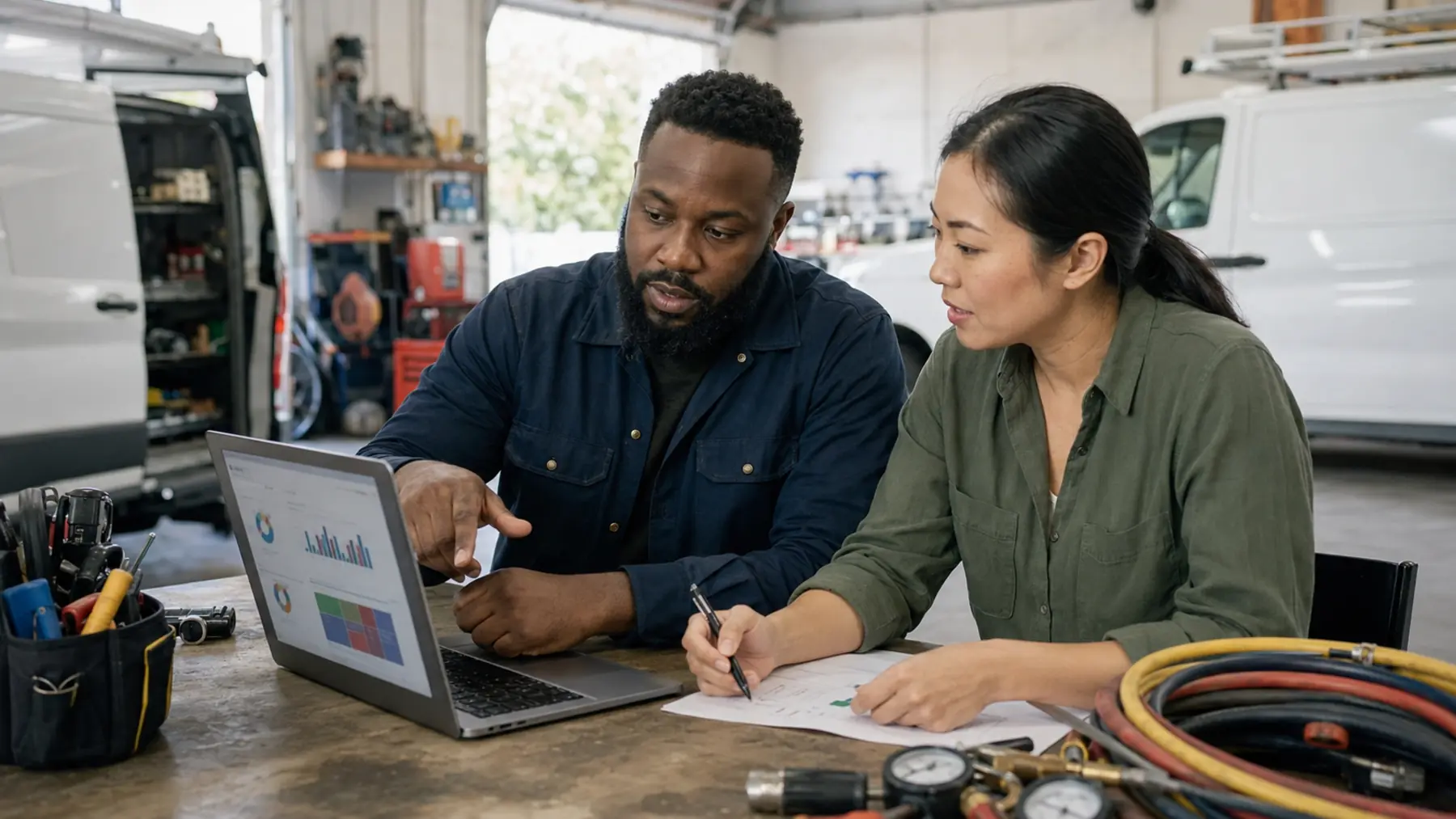 A business owner and marketing strategist reviewing paid search campaign economics.